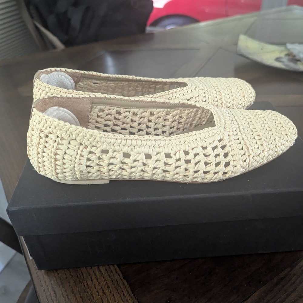 Women's Cream Woven Flats